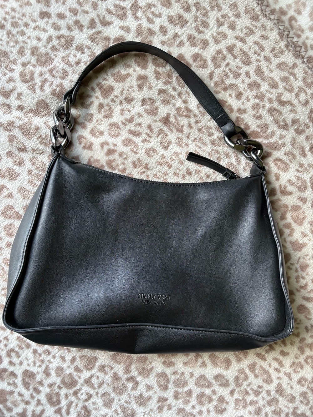 Simply Vera Vera Wang Black Leather Shoulder Bag